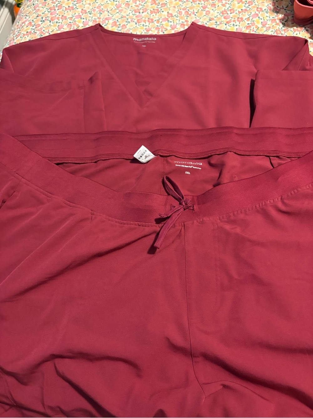 Mandala Women's Scrub Set in Deep Berry